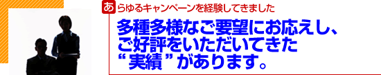 多種多様なご要望にお応えし、ご好評をいただいてきた”実績”があります。
