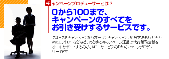 0から100まで、キャンペーンのすべてをお引き受けするサービスです。